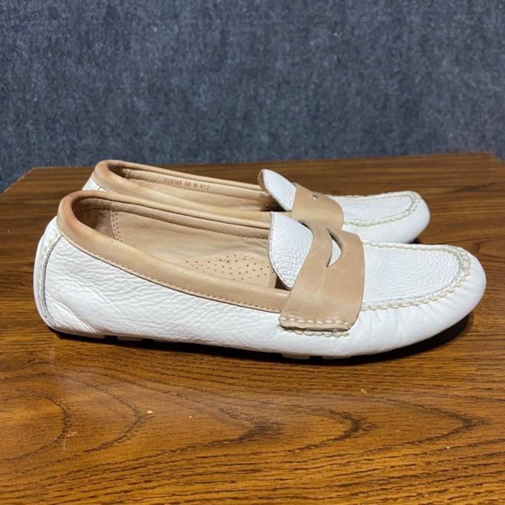Cole Haan Nike Air Womens White Leather Penny Loafer‎ Driving Mocs 5B Coastal